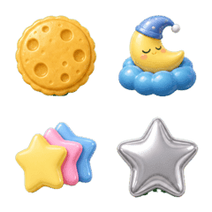 蓬鬆3D星月裝飾表情 B