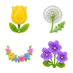 軟糖質感柔和花朵裝飾表情 A
