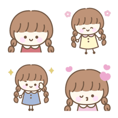 シンプルな三つ編み女子☆絵文字