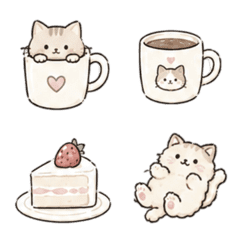 ゆるっと手書きの毎日えもじ25(猫カフェ編)