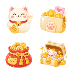 Soft & Kawaii Golden Lucky Cat Emoji