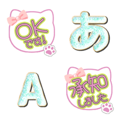 CAT ribbon alphabet cute emoji ok ng 08