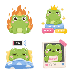 Cute soft Gen Z green frog meme emoji