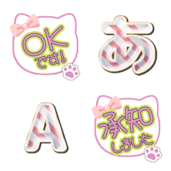 CAT ribbon alphabet cute emoji ok ng 28