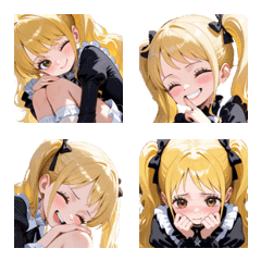 Sweet Blonde Gothic Girl Emojis