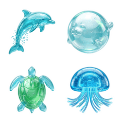 3D水族館!Y2K海洋生物表情貼