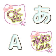 CAT ribbon alphabet cute emoji ok ng 01