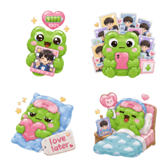 Cute Gen Z green frog meme emoji v.4