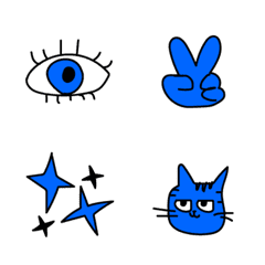 少し小さめなゆるい絵文字（ブルー）