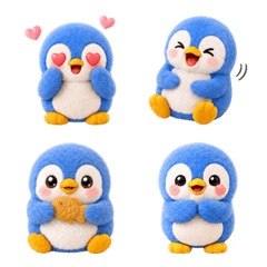 Moving Fluffy Plush Penguin Emoji