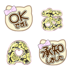 CAT ribbon alphabet cute emoji YELLOW 24