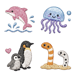 毎日使える！水族館の刺繍絵文字
