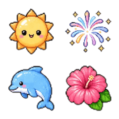 可爱夏日像素表情