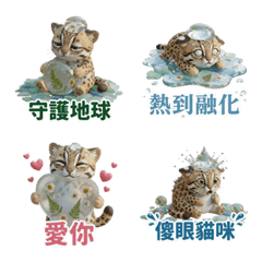 3D立體】心累石虎 環保水滴與玻璃表情貼