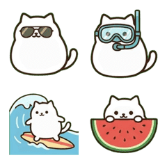 Mochimochi White Cat: Summer Vibes