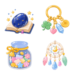 Cute soft crystal and lucky charm emoji