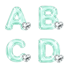 Mint Silver Heart Alphabet
