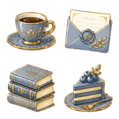 Dusty Blue and Gold Emojis