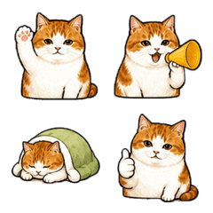 "MUGI" emoji -brown white cat-
