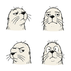 Sketch Whiskered Sea Lion Face 05
