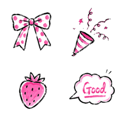 ピンクと黒の手描き風