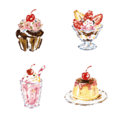 Sweets emoji drawn with crayons