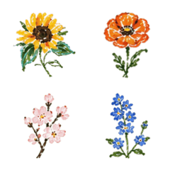 Flowers drawn with crayons