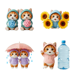 毎日使える ぬいぐるみ パーカーねこ 夏