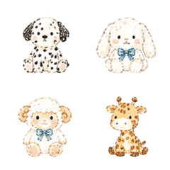 Stuffed animals drawn with crayons