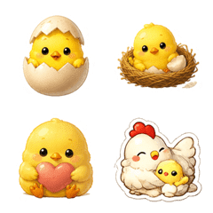 Puffy Chick & Egg Emojis