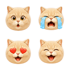 Cream Cat Emoji Many Moods