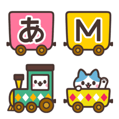 絵本風ねこ電車 デコ文字＆絵文字