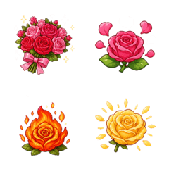 玫瑰、植栽、花瓣表情貼