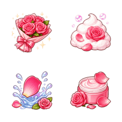 玫瑰、植栽、花瓣、保養品表情貼