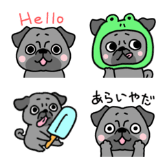 emoji of the black pug