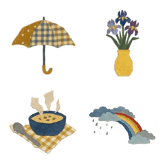 ほっこり和む。ちぎり絵の雨音と梅雨の日常