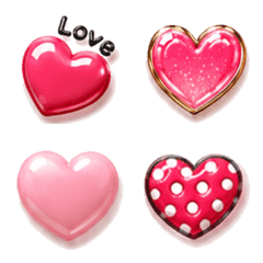 Various types of puffy hearts