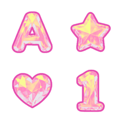 亮麗粉寶石 ABC 123 數字字母 ♥ 表情貼