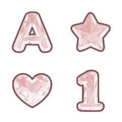 蜜桃粉寶石 ABC 123 數字字母 ♥ 表情貼