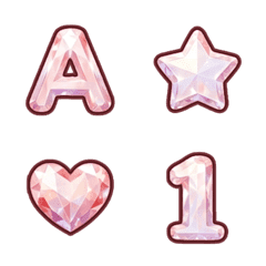 玫瑰粉寶石 ABC 123 數字字母 ♥ 表情貼