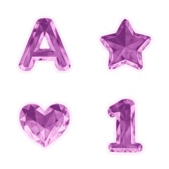葡萄紫寶石 ABC 123 數字字母 ♥ 表情貼