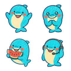 Cheerful Crayon Dolphin Emoji