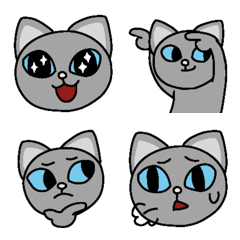 gray  cat  emoji  with blue eyes