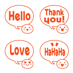 Round face & speech bubble red english