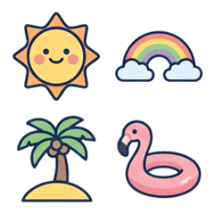 夏を感じる！かわいいAI絵文字「夏と海」