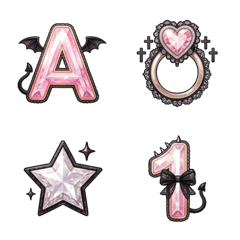 柔粉 小惡魔 ABC 123 數字字母 ♥ 表情貼