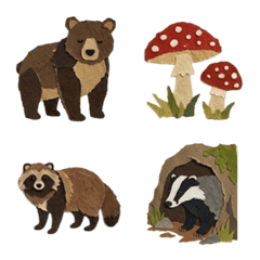 森のなかま大集合！ちぎり絵の動物たち