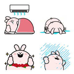 【夏】おでぶウサギ絵文字3 (毎日つかえる)