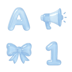 青 ABC 123 デコ文字 絵文字