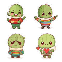 Cute Cactus Emoji Funny Daily Chat Set